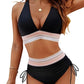 🔥Summer Sale 50% OFF💥👙High Waisted Tummy Control Color Block Bikini Sets
