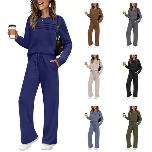 🔥LAST DAY SALE 70% OFF👍✨Women's Crew Neck Top & Drawstring Pants Set