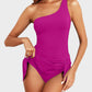 💥LAST DAY SALE 60% OFF🏖️🩱Women One Piece Swim Dress One Shoulder Swimsuit With Skirt