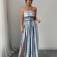 👗50% OFF NOW!💥Geometric Jumpsuit with Halter Neckline & Side Slit – Unique print & elastic back – Versatile, perfect for summer parties or resort wear ✨