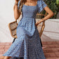 🤩2026 Summer Hot Sale 50% OFF!💖Square Neck Floral Midi Dress – Smocked Bodice, Flowy Tiered Skirt, Romantic