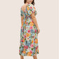⏰⏰Summer Hot Sale 70% OFF💃Floral Smocked Square Neck Midi Dress with Pockets