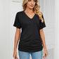 🎁Last Day Promotion 49% OFF✨Womens Short Sleeve V Neck Dolman Tops with Side Shirring Loose Fit Shirts