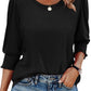 Women Dressy Casual 3/4 Length Sleeve Womens Tops with Smocked Cuffs