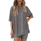 💕Last Day Promotion 49% OFF🔥Casual Oversized 2-Piece Lounge Set with Crewneck & Split Hem