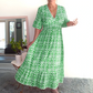 💥Limited time special price ￡13.99!⏱️Bohemian casual print V-neck waist wrap long dress
