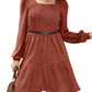 🍂🍁💃2025  Autumn  New Style 62% OFF⏰Women's Square Neck Lantern Sleeve Ribbed Dress|Glow in  Autumn  Elegance!❄️💃
