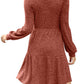 🍂🍁💃2025  Autumn  New Style 62% OFF⏰Women's Square Neck Lantern Sleeve Ribbed Dress|Glow in  Autumn  Elegance!❄️💃