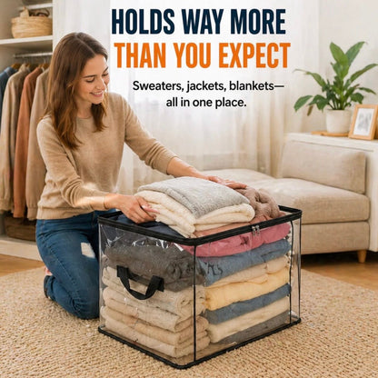 🔥Last Day 50% OFF📦Portable Large Heavy-Duty Thick Plastic Clear Storage Box with Hinged Lid | Home, Travel & Camping