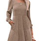 🍂🍁💃2025  Autumn  New Style 62% OFF⏰Women's Square Neck Lantern Sleeve Ribbed Dress|Glow in  Autumn  Elegance!❄️💃