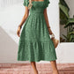 🤩2026 Summer Hot Sale 50% OFF!💖Square Neck Floral Midi Dress – Smocked Bodice, Flowy Tiered Skirt, Romantic