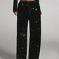 💖LAST DAY SALE 60% OFF💖🥰Women's Sequin Sparkle Wide Leg Pants with Elastic Waistband