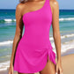 💥LAST DAY SALE 60% OFF🏖️🩱Women One Piece Swim Dress One Shoulder Swimsuit With Skirt