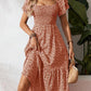 🤩2026 Summer Hot Sale 50% OFF!💖Square Neck Floral Midi Dress – Smocked Bodice, Flowy Tiered Skirt, Romantic
