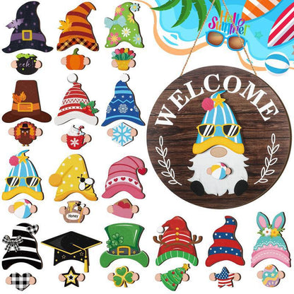 🔥🔥HOT SALE 50% OFF🎄Interchangeable Wooden Gnome Welcome Sign🎈