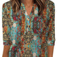 🌸Hot Sale 60% OFF👕Women’s Casual Printed V-Neck Top 3/4 Sleeve Shirts