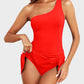 💥LAST DAY SALE 60% OFF🏖️🩱Women One Piece Swim Dress One Shoulder Swimsuit With Skirt