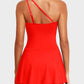💥LAST DAY SALE 60% OFF🏖️🩱Women One Piece Swim Dress One Shoulder Swimsuit With Skirt