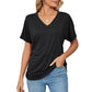 🎁Last Day Promotion 49% OFF✨Womens Short Sleeve V Neck Dolman Tops with Side Shirring Loose Fit Shirts