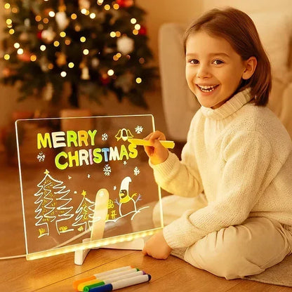 ⏳LAST DAY SALE 50% OFF !! 🎨LED Acrylic Message Board with Stand – USB Powered Light-Up Writing Board 🎁Buy 1 Get 7 Colour Pens For Free