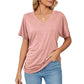 🎁Last Day Promotion 49% OFF✨Womens Short Sleeve V Neck Dolman Tops with Side Shirring Loose Fit Shirts