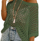 💥2026 Summer Hot Sale 50% OFF💥Women's Summer Scoop Neck Short-Sleeve Sweater Casual Crochet Hollow Out Knit Top