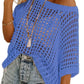 💥2026 Summer Hot Sale 50% OFF💥Women's Summer Scoop Neck Short-Sleeve Sweater Casual Crochet Hollow Out Knit Top