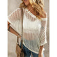 💥2026 Summer Hot Sale 50% OFF💥Women's Summer Scoop Neck Short-Sleeve Sweater Casual Crochet Hollow Out Knit Top