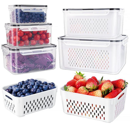 🌿50% OFF NOW!🍓✨ 3-PC Fruit Container Set – Removable Colander, Leak-Proof & Stackable
