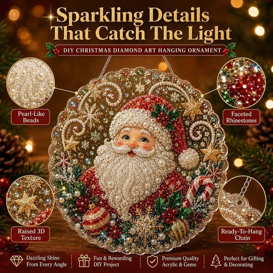 🎄Christmas Pre Sale 60% OFF!!🎅Christmas Pearl Diamond Art Hanging Ornament Kit | Resistant Non-Fading Pearl Beads DIY Handmade Holiday Hanging Decor 🎅💎