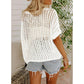 💥2026 Summer Hot Sale 50% OFF💥Women's Summer Scoop Neck Short-Sleeve Sweater Casual Crochet Hollow Out Knit Top