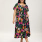 ⏰⏰Summer Hot Sale 70% OFF💃Floral Smocked Square Neck Midi Dress with Pockets