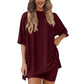 💕Last Day Promotion 49% OFF🔥Casual Oversized 2-Piece Lounge Set with Crewneck & Split Hem