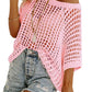 💥2026 Summer Hot Sale 50% OFF💥Women's Summer Scoop Neck Short-Sleeve Sweater Casual Crochet Hollow Out Knit Top