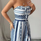 👗50% OFF NOW!💥Geometric Jumpsuit with Halter Neckline & Side Slit – Unique print & elastic back – Versatile, perfect for summer parties or resort wear ✨