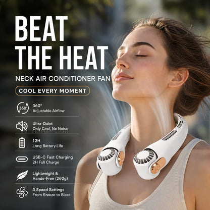 🥳2026 HOT SALE🥳💞50K+ SOLD!🍃💨 50% OFF! Neck Air Conditioner Fan – Ultra‑quiet, 360° rotating, 3 speeds. Hands‑free cooling, long battery. 😎🌬️
