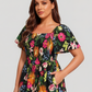 ⏰⏰Summer Hot Sale 70% OFF💃Floral Smocked Square Neck Midi Dress with Pockets