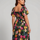⏰⏰Summer Hot Sale 70% OFF💃Floral Smocked Square Neck Midi Dress with Pockets