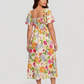 ⏰⏰Summer Hot Sale 70% OFF💃Floral Smocked Square Neck Midi Dress with Pockets