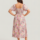 ⏰⏰Summer Hot Sale 70% OFF💃Floral Smocked Square Neck Midi Dress with Pockets