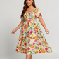 ⏰⏰Summer Hot Sale 70% OFF💃Floral Smocked Square Neck Midi Dress with Pockets