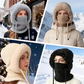 🎉This Week's Special Sales - ￡10.99！！✨Women 3-in-1 Knitted Balaclava Hat, Fleece Lined Warm Hood Beanie with Scarf & Face Mask, Pom Pom Winter Hat for Outdoor Skiing🧣