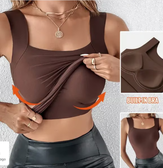 🔥Last Day 49% OFF💖Women’s U-neck Built-in Bra Shaping Tank Top