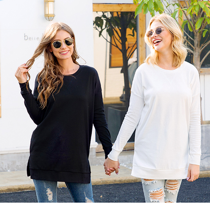🔥Autumn Hot Sale 49% OFF🍂Women's Long Sleeve Side Slit Loose Tops