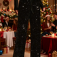 💖LAST DAY SALE 60% OFF💖🥰Women's Sequin Sparkle Wide Leg Pants with Elastic Waistband