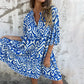 💖Limited Sale 50% OFF💖V-Neck Printed Three-Quarter Sleeve Dress