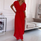 🌸Spring Specials Sale 49% OFF🌸 Women's Solid V-Neck Pleated Flowy Dress