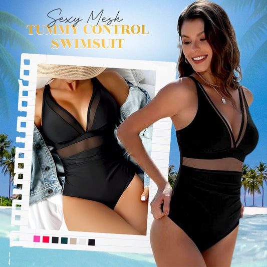 🔥Last Day Promotion 50% OFF🔥🩱Sexy Mesh Tummy Control Swimsuit