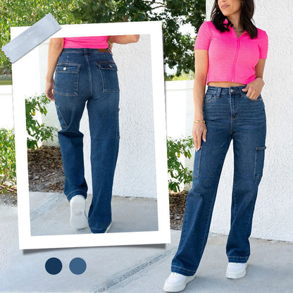 🎉Hot Sale 49% OFF🎉High Rise Cargo Wide-Leg Stretch Jeans for Women