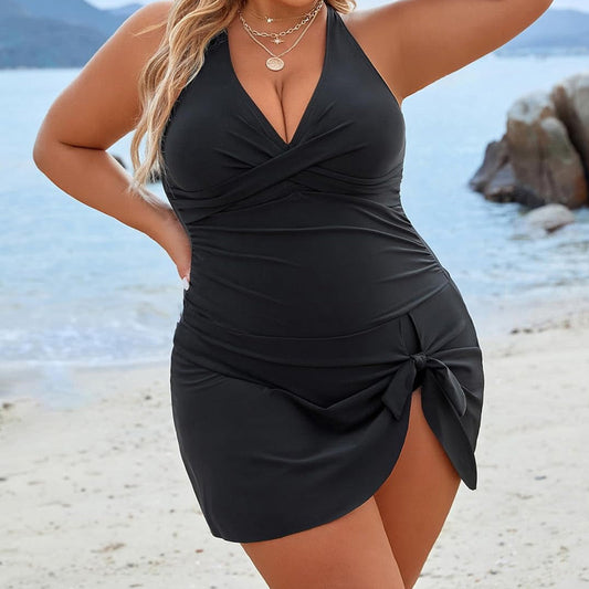 🎉Last Day Sale 50% OFF🩱Women's Plus Size Halter Neck One Piece Swimsuit